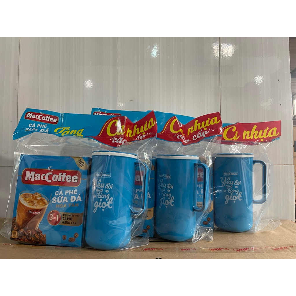 [COMBO 3 HỘP] Cà phê MacCoffee sữa đá 3in1 màu ca ngẫu nhiên (1 hộp tặng 1 ca nhựa 750ml) ✅