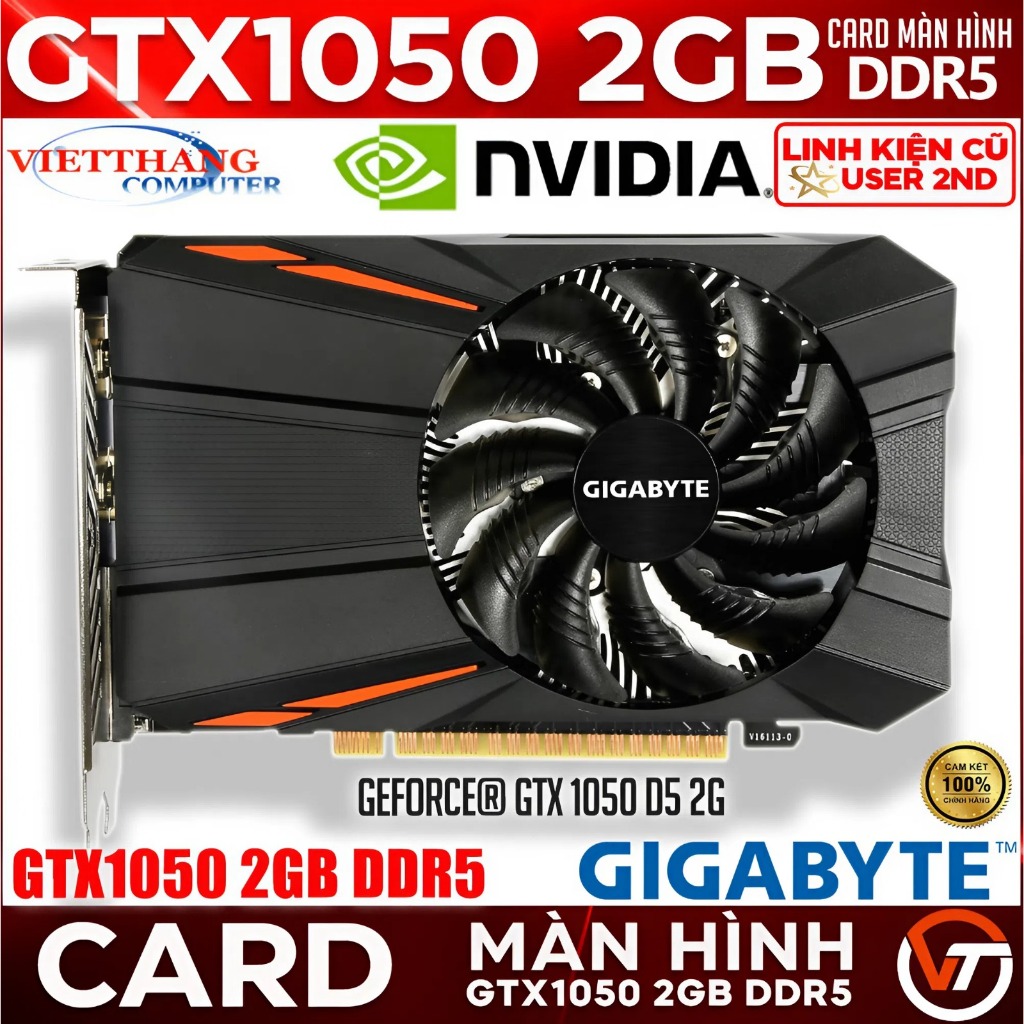 Card Màn Hình - VGA Gigabyte GTX1050 2G DDR5 1 Fan ( Cũ - 2nd )