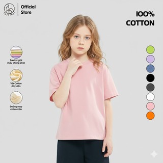  Áo Thun Trơn Cho Bé Gái Patt Mom Cotton Thoáng Mát Ngắn Tay Vải Bo Gân Co Giãn 4 Chiều Mềm Mại 