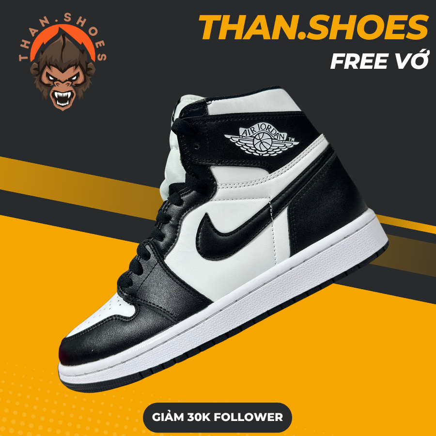 Giày Sneaker JD1 High White Black. JD1 Cổ Cao Panda Trắng Đen - Than.Shoes