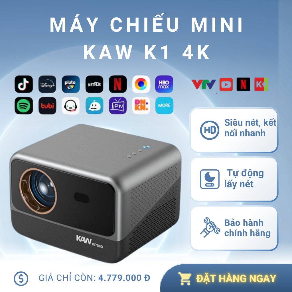 Máy chiếu KAW KP960 full HD 1080P - Tự động lấy nét, hình ảnh sắc nét âm thanh sống động
