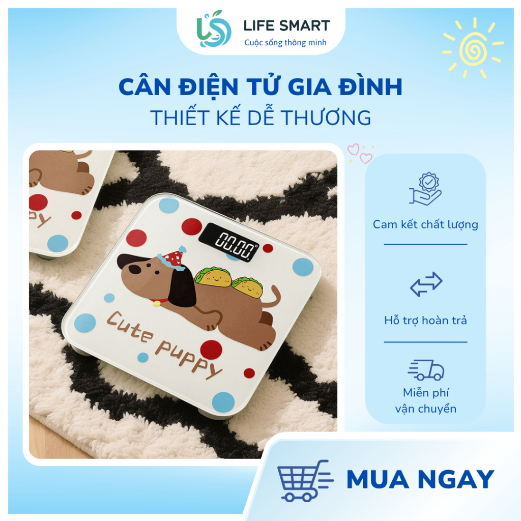 Cân Sức Khỏe Điện Tử Dễ Thương Mẫu Mới Siêu Xinh Cho Gia Đình, Đo Chính Xác, Tiện Dụng