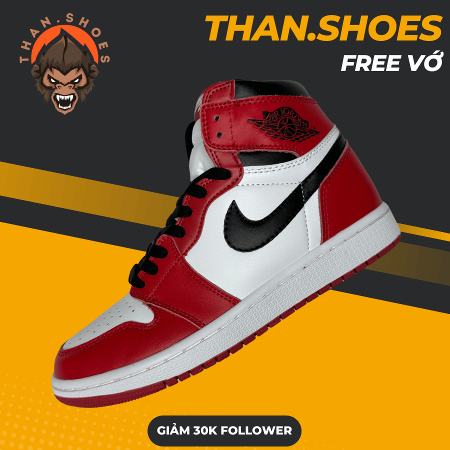 Giày Sneaker JD1 High GS Chicago, JD1 Cổ Cao Trắng Đỏ Đen - Than.Shoes
