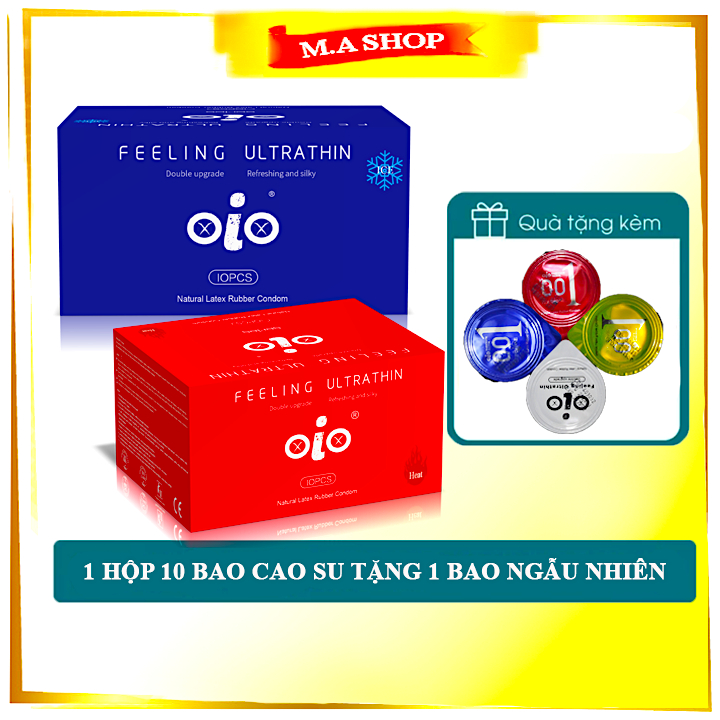 Bao cao su 001mm OiO siêu mỏng, bộ đôi bcs lửa băng truyền nhiệt nóng ấm, mát lạnh nhiều gel bôi trơ
