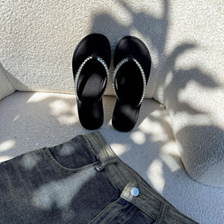  Gạo.Shoes -  35-42  Dép Tông Kẹp Mũi Tròn Cho Nữ Dây Đá To Sáng Đế Chống Trơn Trượt. 