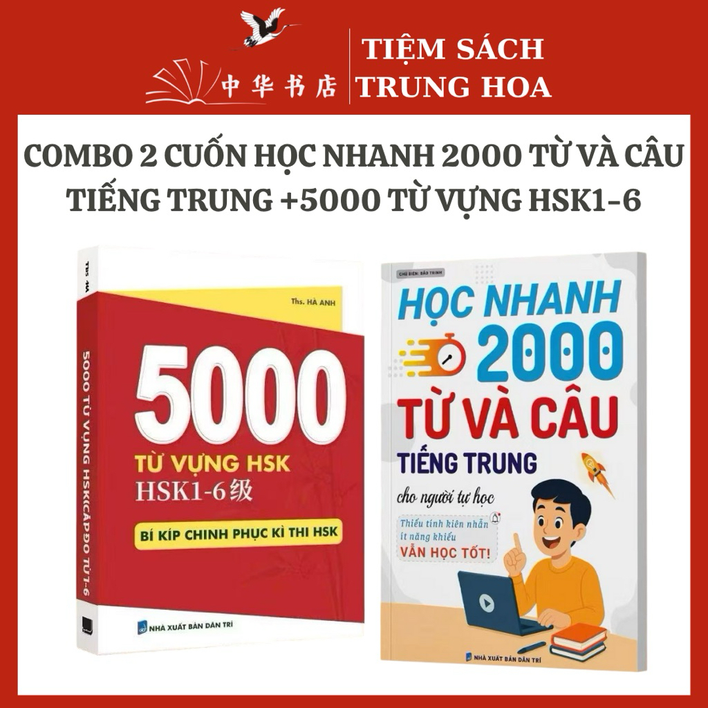 Sách-Combo 2 Cuốn Học Nhanh 2000 Từ Và Câu Tiếng Trung+5000 Từ Vựng HSK1-6