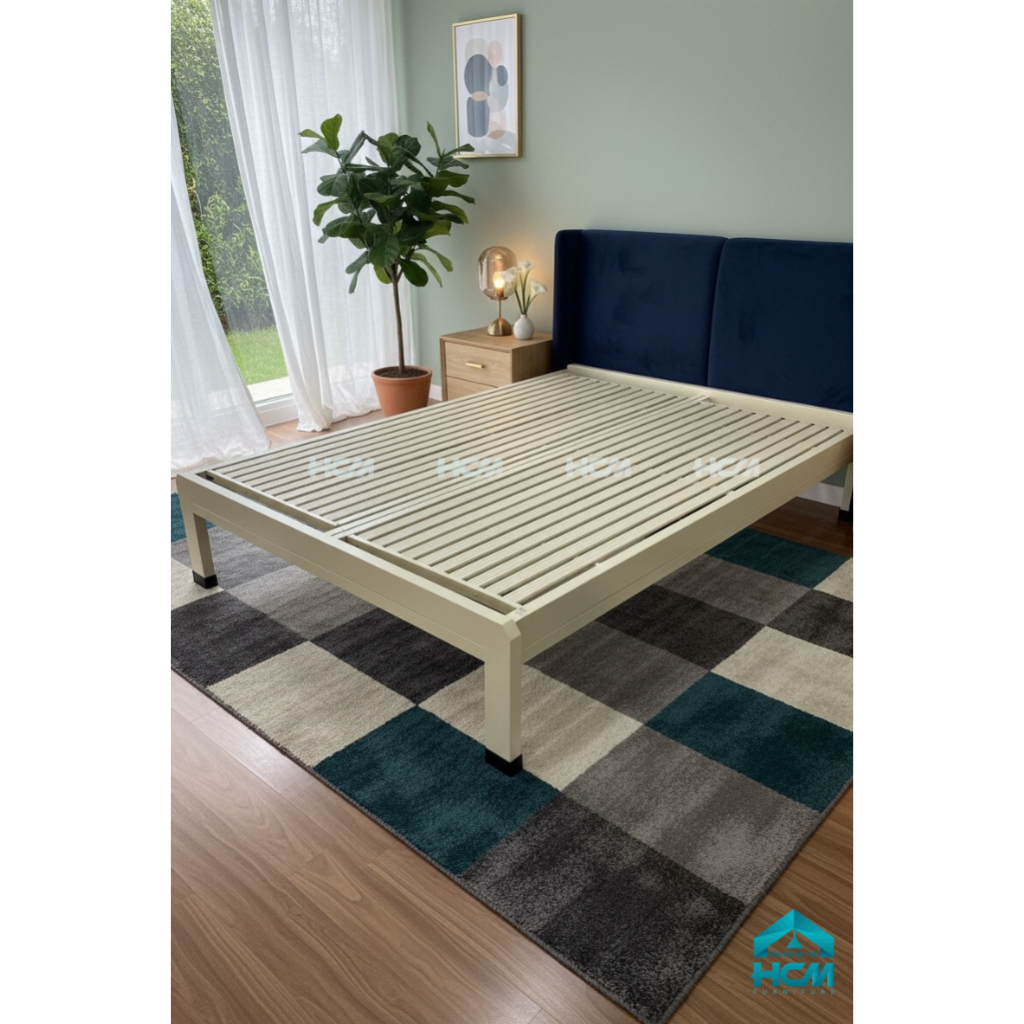 [MIỄN PHÍ SHIP-BAO LẮP RÁP HCM] Giường Pallet Bằng Sắt Hộp Cao Cấp MÀU KEM nhiều kích thước - Nội Th