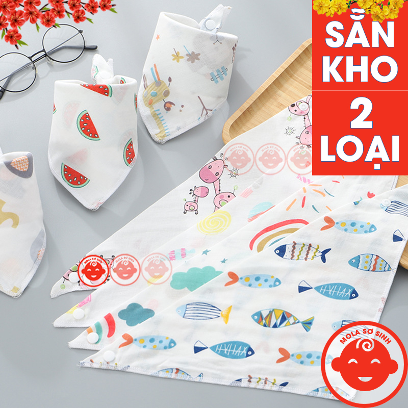 Yếm tam giác xô quàng cổ kèm cúc bấm 2 đầu tiện lợi cho bé Y27