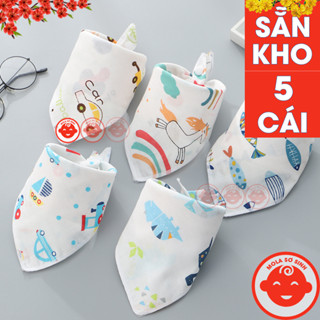  Combo 5 yếm tam giác xô quàng cổ kèm cúc bấm 2 đầu cho bé Y27 