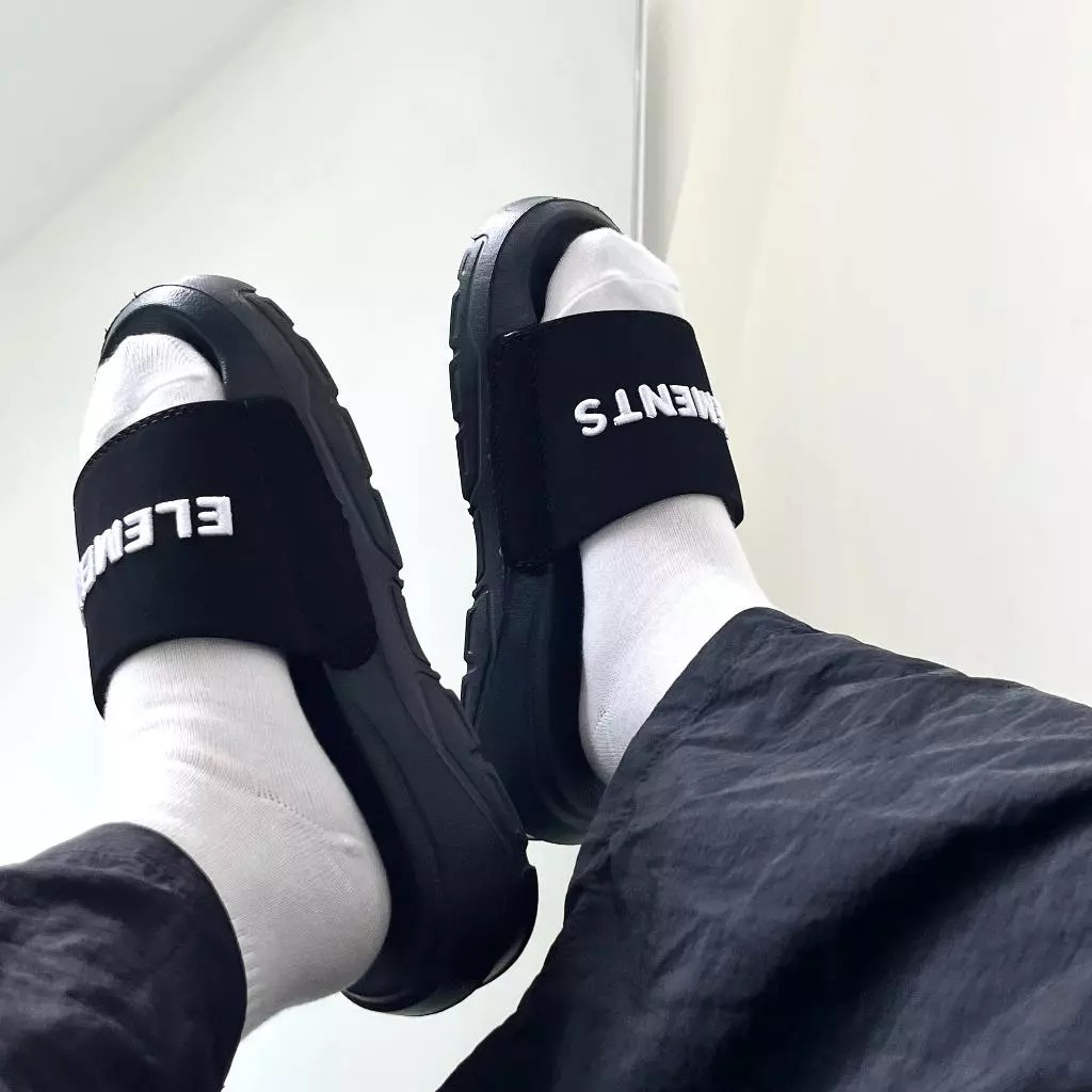 Dép Elements Silde Chunky chữ thêu nam nữ ( D-E02) - Dép quai ngang Elements nam nữ chữ thêu dế cao