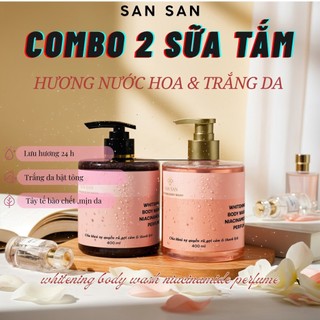  Sữa Tắm SAN SAN Trắng Da Hỗ Trợ Dưỡng Am Tẩy Da Chết Nước Hoa 400ml  Niacinamide Lưu Hương Lâu 6-8h. 