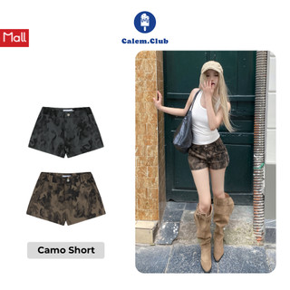  Quần short dáng ngắn Camo Shorts Calem.Club nhún eo cạp trễ trên gối chất Kaki Mềm mùa hè năng động quần đùi 