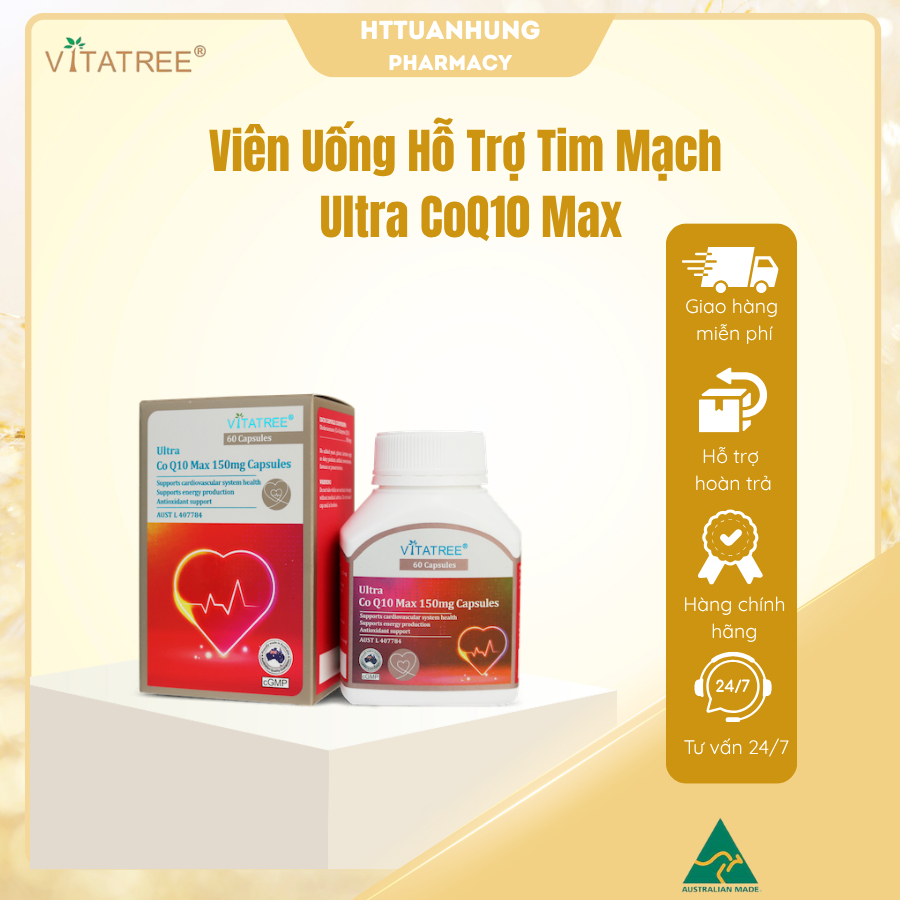 Vitatree Ultra CoQ10 Max 150mg - Viên uống hỗ trợ tim mạch Ultra CoQ10 Max