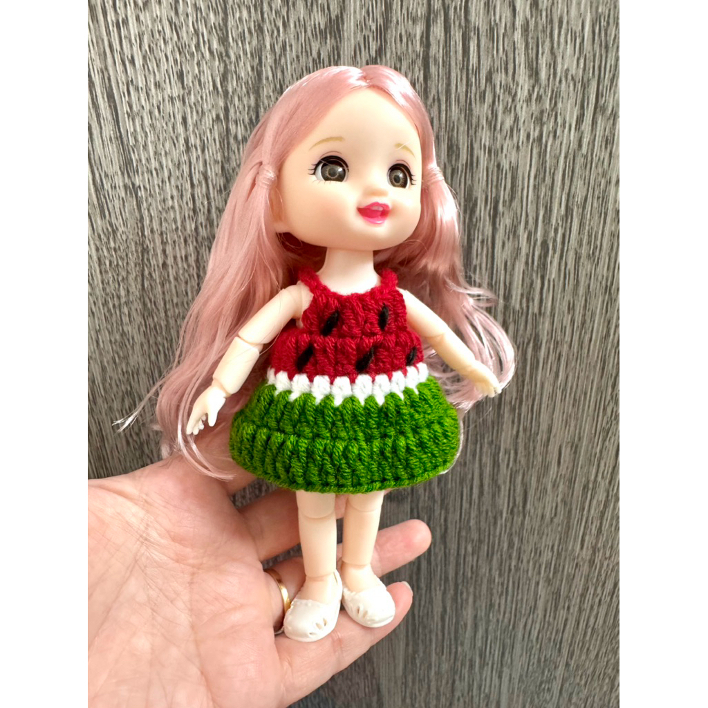 Quần áo cho doll khớp 16cm - Váy xoè dưa hấu