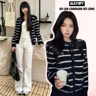  Áo Khoác Len Cardigan Nữ xù lông cáo dáng ôm freesize vải len lông cừu không bai dão SLAYTIFY 