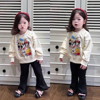 Áo nỉ cổ tròn hoạt hình chuột cho bé gái , áo sweater trẻ em unisex form xuông 2025, kid genz