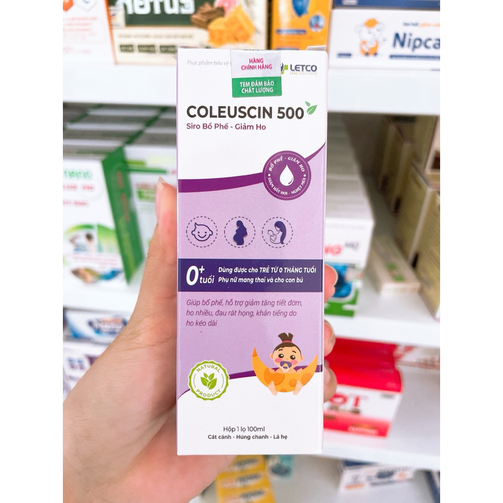 Siro bổ phế giảm ho Coleuscin 500 dùng được cho trẻ sơ sinh