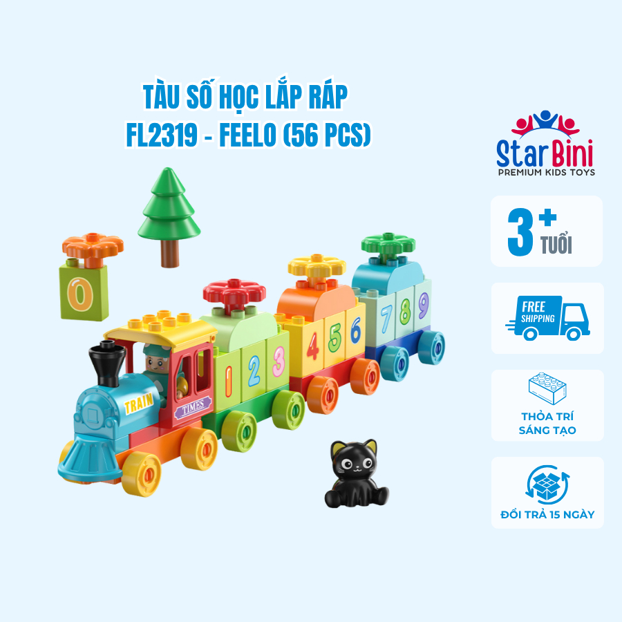 Đồ chơi lắp ráp FEELO - Bộ tàu hỏa nhiều mẫu cho bé 3 tuổi, giúp bé tư duy, nhựa ABS cao cấp. FE2 St