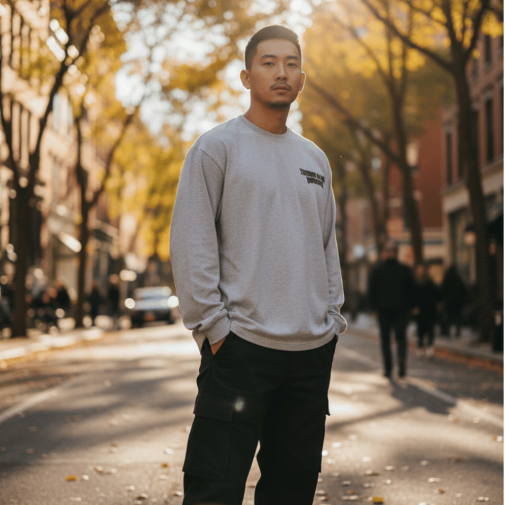 Áo Thun Tay Dài Long Sleeve Boxy THEROW 250gsm Unisex Form Rộng, Chất Cotton Dày Mịn Cổ Tròn Basic Nam Nữ | BigBuy360 - bigbuy360.vn