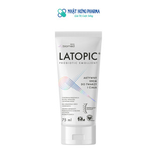  Kem dưỡng ẩm dịu ngứa LATOPIC PROBIOTIC EMOLLIENT Active Face and Body Cream dành cho da dị ứng kích ứng chàm da 75ml 
