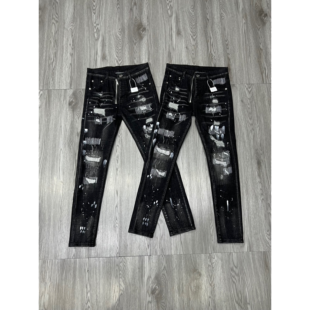 Quần Jean nam Dsq2 khoá hở mix tag hồng , quần bò nam hoạ tiết zíc zắc