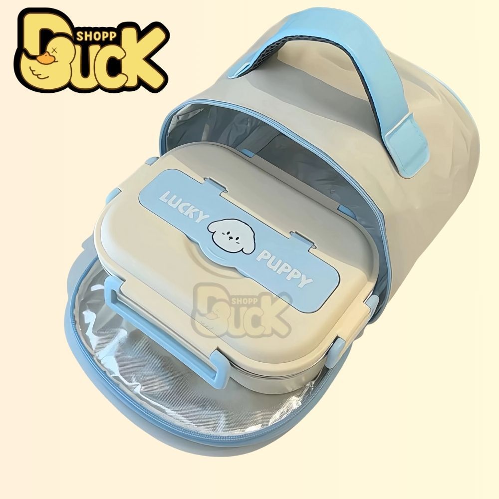 Hộp cơm 2 ngăn giữ nhiệt, thực phẩm văn phòng lúa mạch Dear bear mini inox 304, chống gỉ (Tặng muỗng đũa) | BigBuy360 - bigbuy360.vn