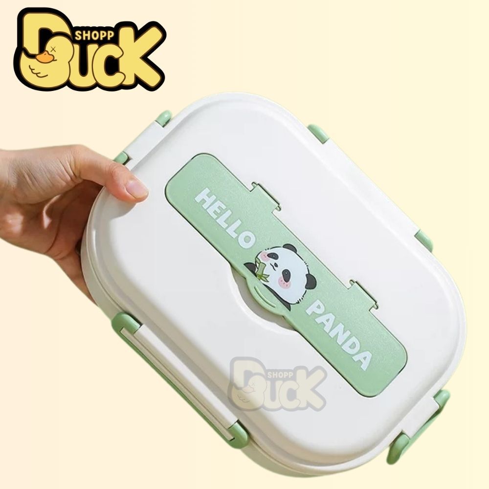 Hộp cơm 2 ngăn giữ nhiệt, thực phẩm văn phòng lúa mạch Dear bear mini inox 304, chống gỉ (Tặng muỗng đũa) | BigBuy360 - bigbuy360.vn