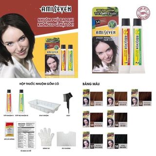 Thuốc nhuộm tóc Ami Seven phủ bạc nhanh 7 phút, thuốc nhuộm thảo dược