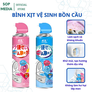 Chai xịt bọt vệ sinh bồn cầu toilet SOPMEDIA tẩy rửa mọi vết bẩn hương chanh hương đào 520ml
