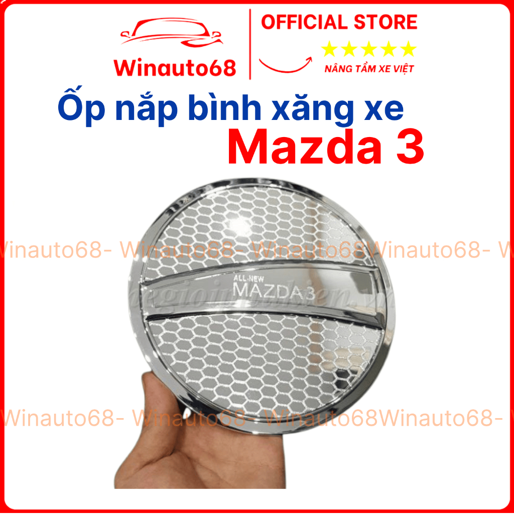 Ốp nắp xăng xe Mazda 3, Mazda3 2020 - 2021- 2022- 2023-2024 mạ Crom cao cấp