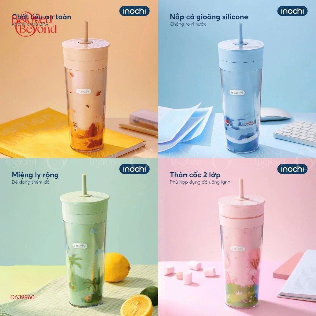 Cốc nhựa Inochi Chiba Flex 650ml - GIAO MÀU NGẨU NHIÊN (Hàng khuyến mãi Vinamilk)