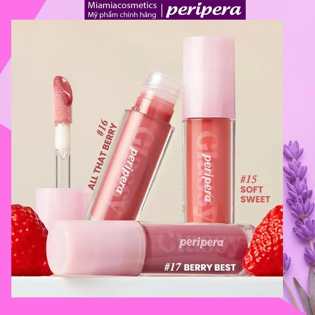   CHÍNH HÃNG  Son Tint Bóng Thuần Chay Peripera Ink Glasting Lip Gloss Căng Mọng 