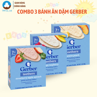 Combo 3 Bánh Gạo ăn dặm Nestle Gerber 48g mix 3 vị, nhập khẩu Thái Lan