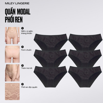Combo 6 Quần Lót Nữ Modal Phối Ren Sợi Dệt Miley Lingerie Comfort Màu Da FCM04
