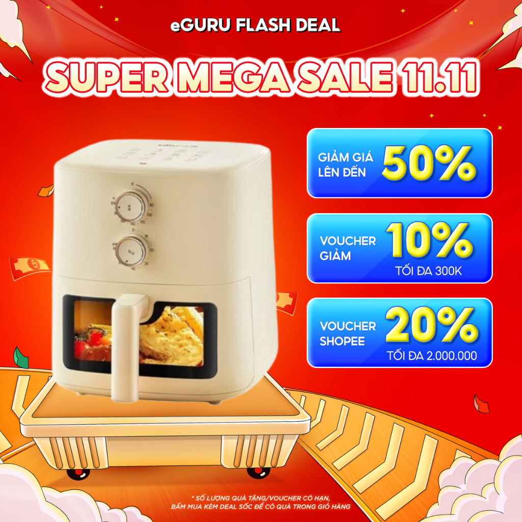 Nồi chiên không dầu Bear QZG-H15U8 (AF-5H15Y37) 5L 1500W Nấu Chín Không Cần Lật - BH Chính Hãng 18T