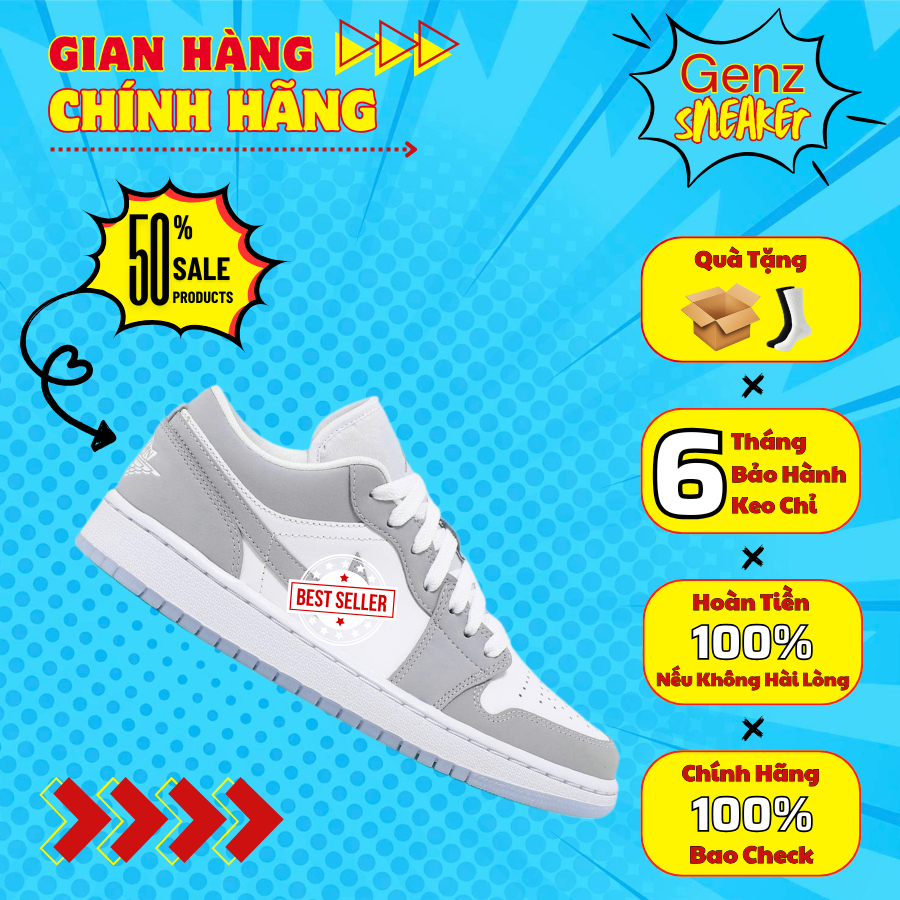 Giày Air Jordan 1 Low Wolf Grey Chính Hãng Đủ Size Cho Cả Nam Và Nữ Fullbox