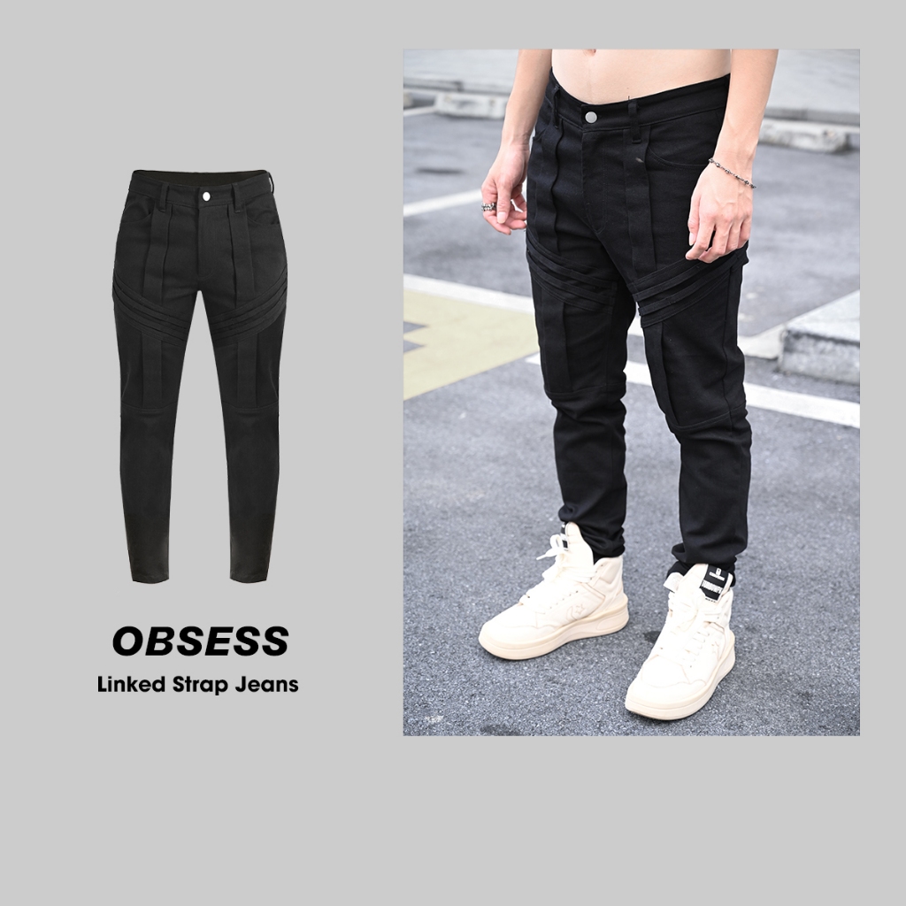 Quần jean dây nối trước sau Obsess brand LINKED STRAP JEAN