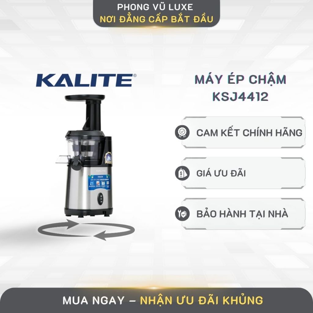 Máy Ép Trái Cây Kalite KSJ4412 – Ép Chậm, Giữ Vitamin Tối Đa, Hoạt Động Êm Ái