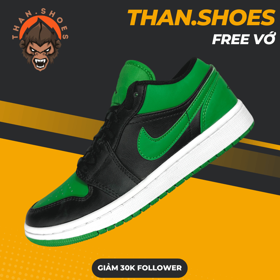 Giày JD1 Low Lucky Green, JD1 Thấp Xanh Lá Đen - Than.Shoes