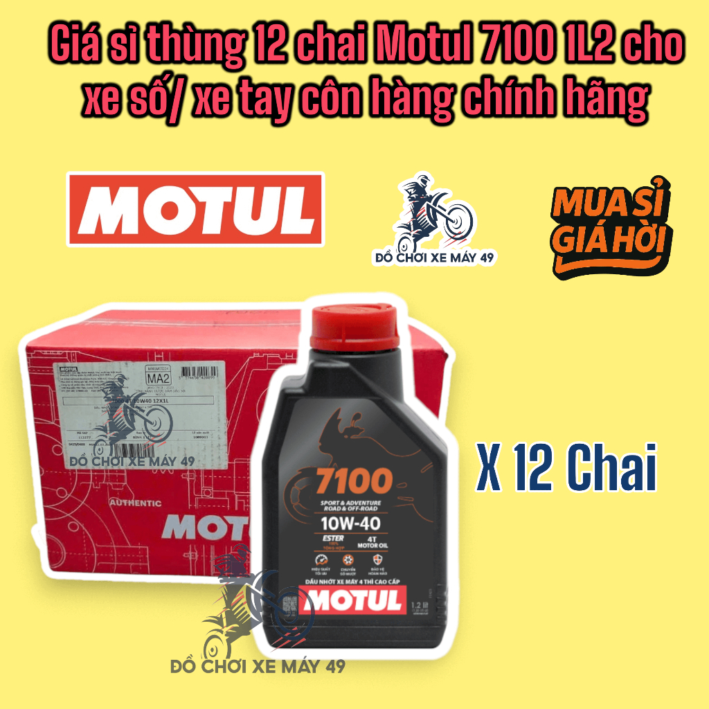 ( SỈ THÙNG 12 CHAI) Motul 7100 10W40 1L2 Cho Xe Số/ Tay Côn Hàng Chính Hãng