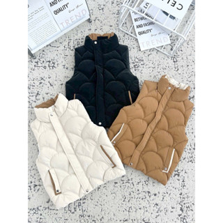  Áo phao gile nữ không mũ thêu vi tính Thiết kế trẻ trung phối được nhiều đồ 4 màu Đen Trắng Nâu 