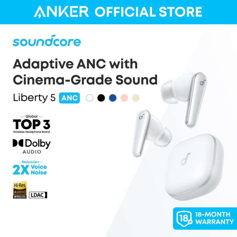 soundcore by Anker Liberty 5 Tai nghe màu sâm panh/hồng không dây chống ồn, Giảm tiếng ồn mạnh hơn g