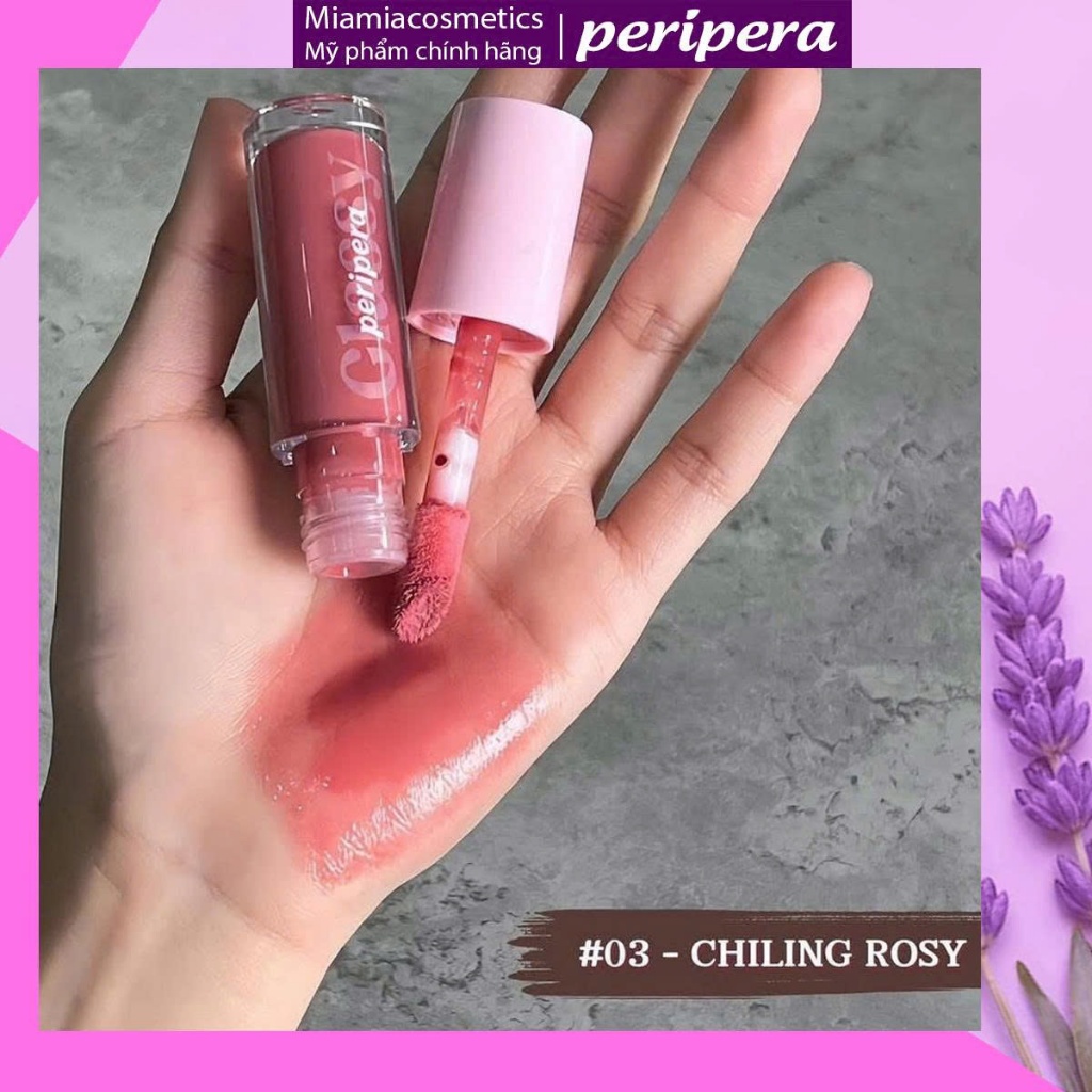 Son Tint Bóng Thuần Chay Peripera Ink Glasting Lip Gloss Màu 03 Chiling Rose