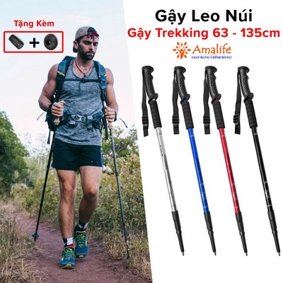 Gậy Leo Núi, Gậy Trekking Dài Từ 63 - 135cm Gậy Chạy Trail Gấp Gọn Đi Du Lịch, Phượt, Dã Ngoại, Chạy Chính Hãng Amalife