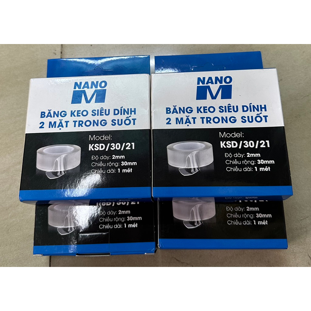 Băng Keo 2 Mặt Trong Suốt Siêu Dính Độ dài 1m,3m