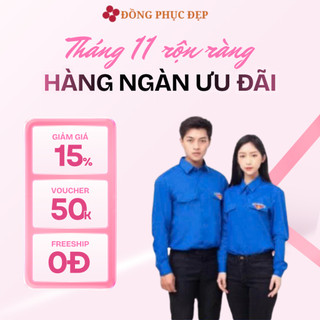   HN SẴN   Áo sơ mi đoàn thanh niên dài tay chất cao cấp áo đoàn thanh niên logo in nam nữ 1 túi ngực - Đồng phục bốn mùa 