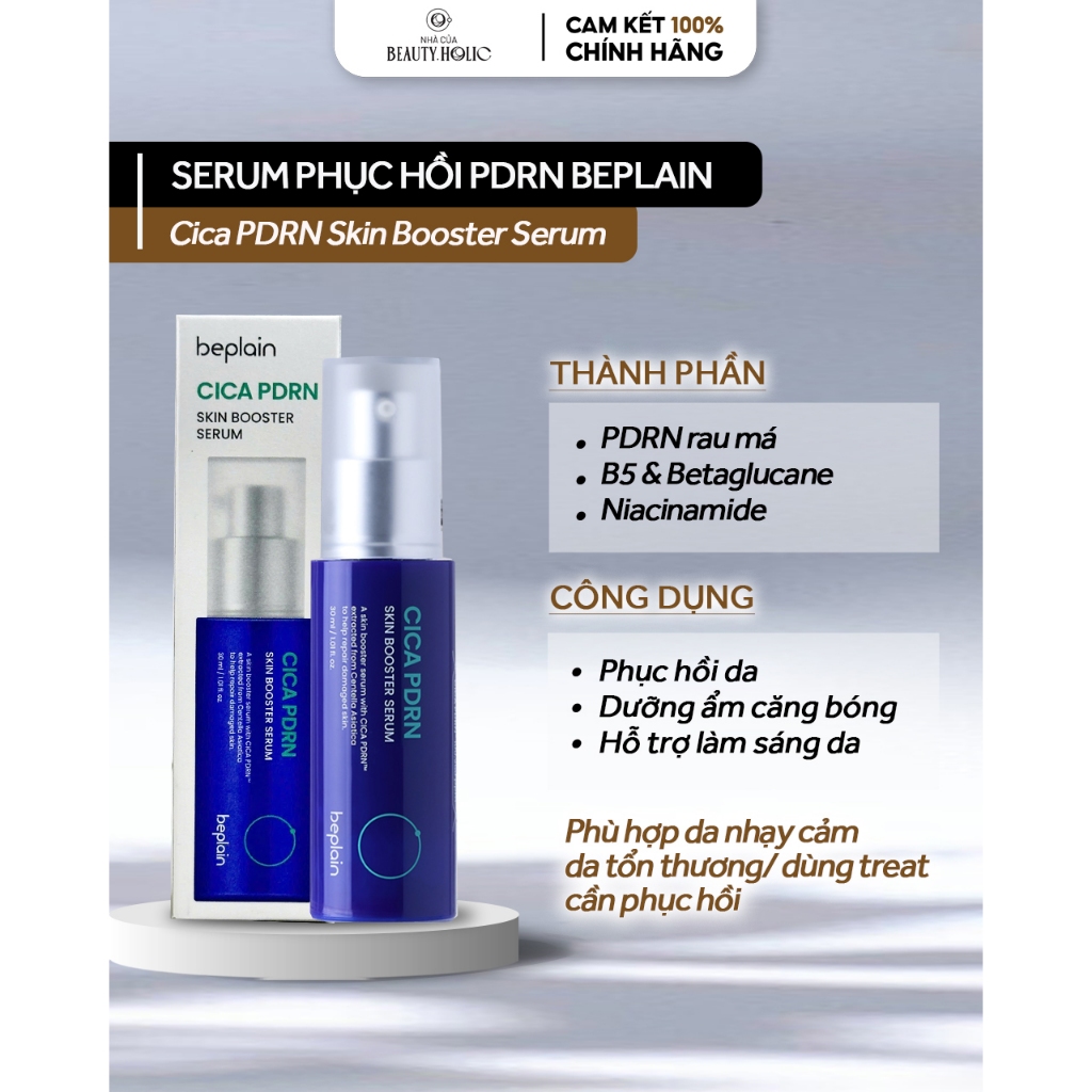 Serum cấp ẩm căng bóng phục hồi da BEPLAIN CICA PDRN SKIN BOOSTER SERUM 30ml