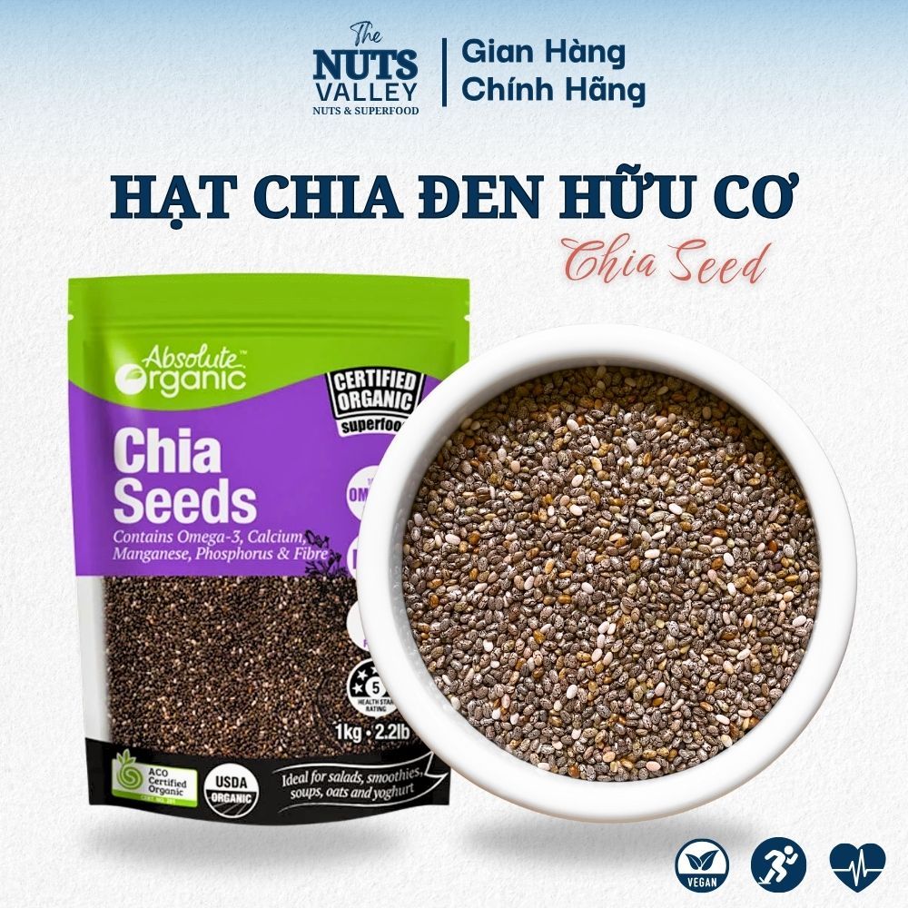 Hạt Chia Đen Absolute – Nguyên Chất, Giàu Dinh Dưỡng, Healthy, Chia Seed, The Nuts Valley 