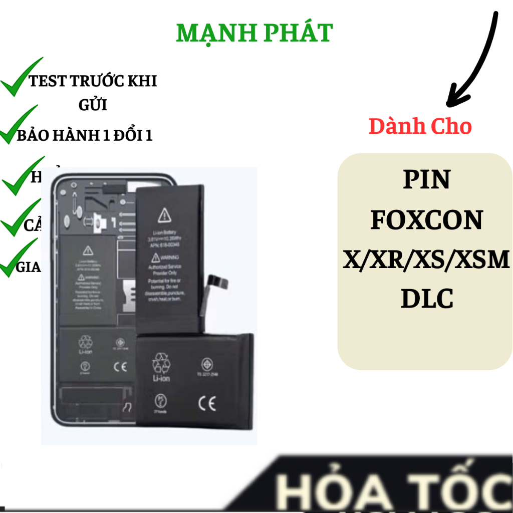 PIN FOXCONN _DLC dành cho TÁO X /XS/XSM/XR (tặng keo và tool)