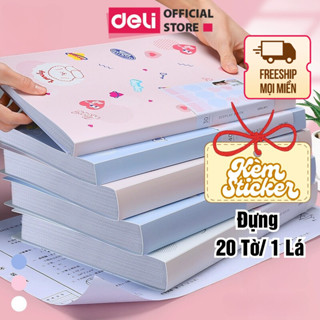   DELI VPP  File Lá Tài Liệu 30 40 Túi Đựng Siêu Âm Màu Pastel Học Sinh Deli Đa Năng A4 Tệp Đựng Tài Liệu Họa Tiết Cute 